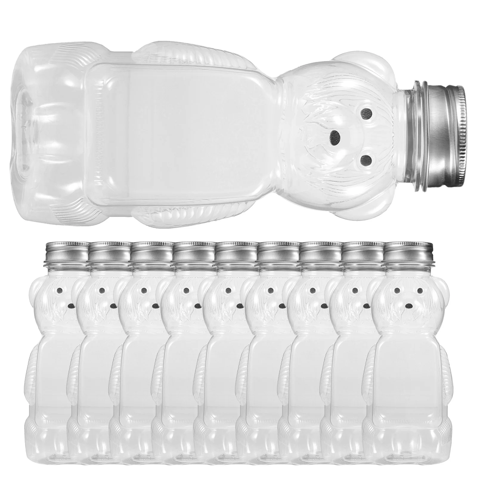 

10 Pcs Clear Bear Shape Juice Bottle Plastic Bear Honey Jars Small Honey Jars for Storage and Decoration