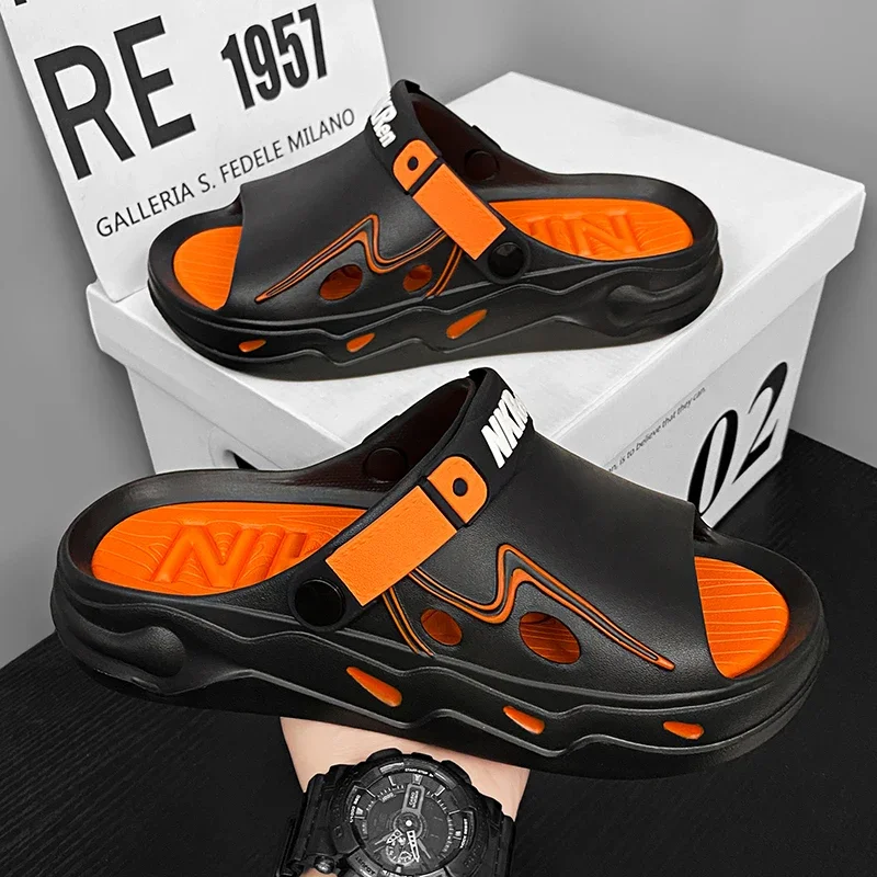 شبشب رجالي منصة عدم الانزلاق داخلي في الهواء الطلق الوجه يتخبط موضة خفيفة الوزن اثنين ارتداء صنادل المشي في الهواء الطلق حذاء الشاطئ للرجال #1