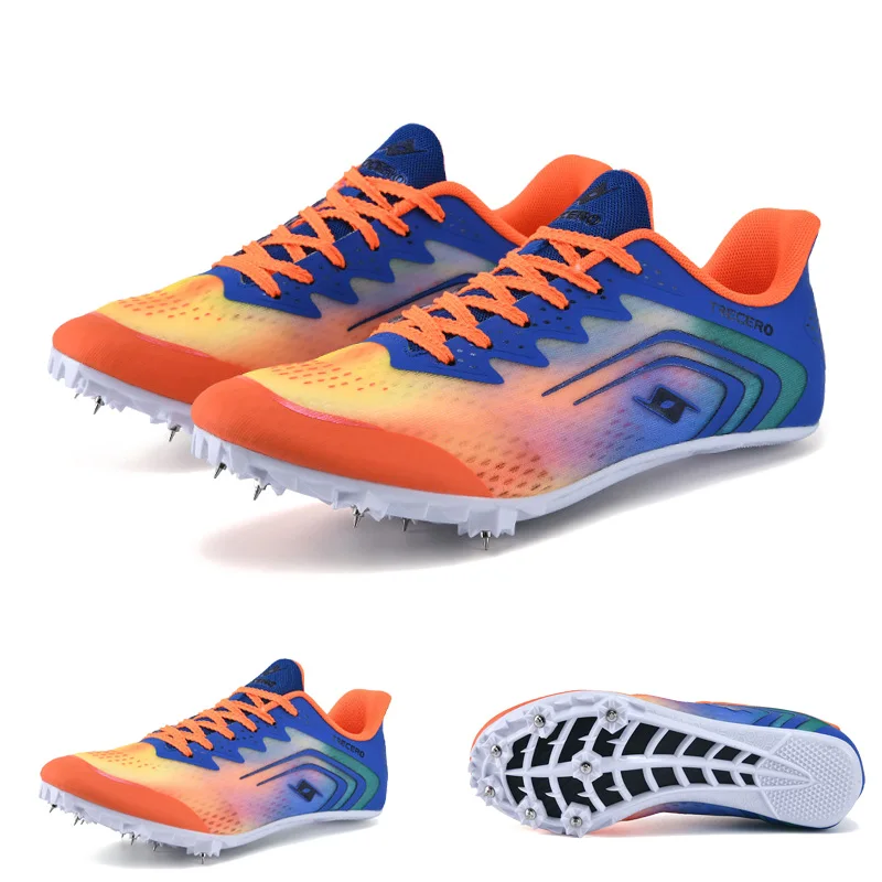 

Новые мужские легкоатлетические туфли с шипами, мужские и женские спортивные легкие атлетические шипы для бега для мальчиков и девочек, тренировочная обувь для ногтей, кроссовки