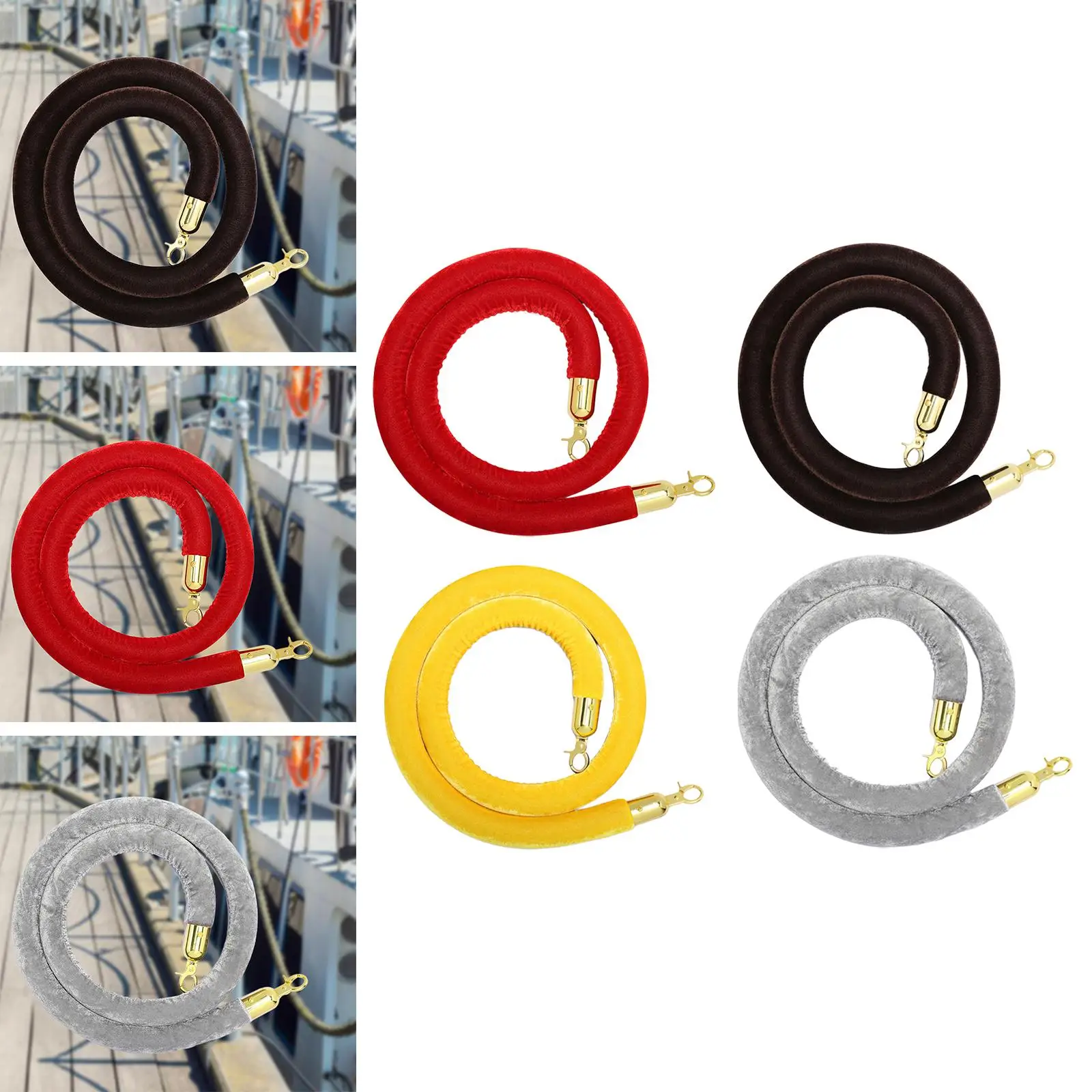 1Piece Queue Rope 1.5M Velvet Rope Velvet Queue Line Rope Retractable Belt for Celebration Exhibition Grand Openings