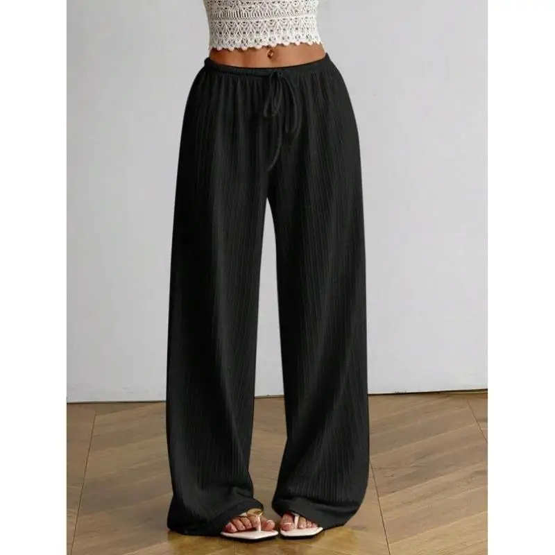 

Bla Knitted Texture Long Pants for Women New Summer Sle Ciwalk Vintage Nine-Piece Pants Elastic Micro Elastic Large Size