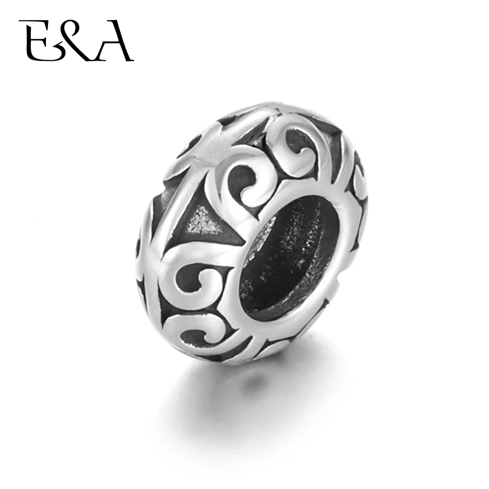 Stainless Steel Beads Dumn 5mm Hole Metal European Spacer Bead Supplies DIY Jewelry Findings Handmade Bracelet Accessories