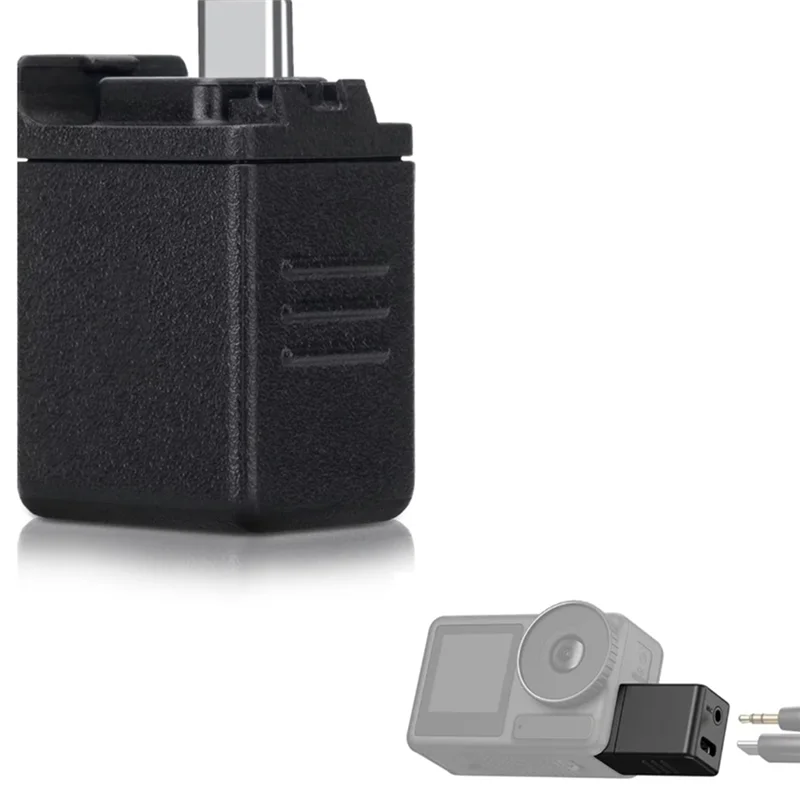 Adaptor Audio 3.5Mm dengan Port Pengisi Daya Tipe C Kamera Fordji OSMO Action 4/5 Pro Mendukung Input Mikrofon Eksternal