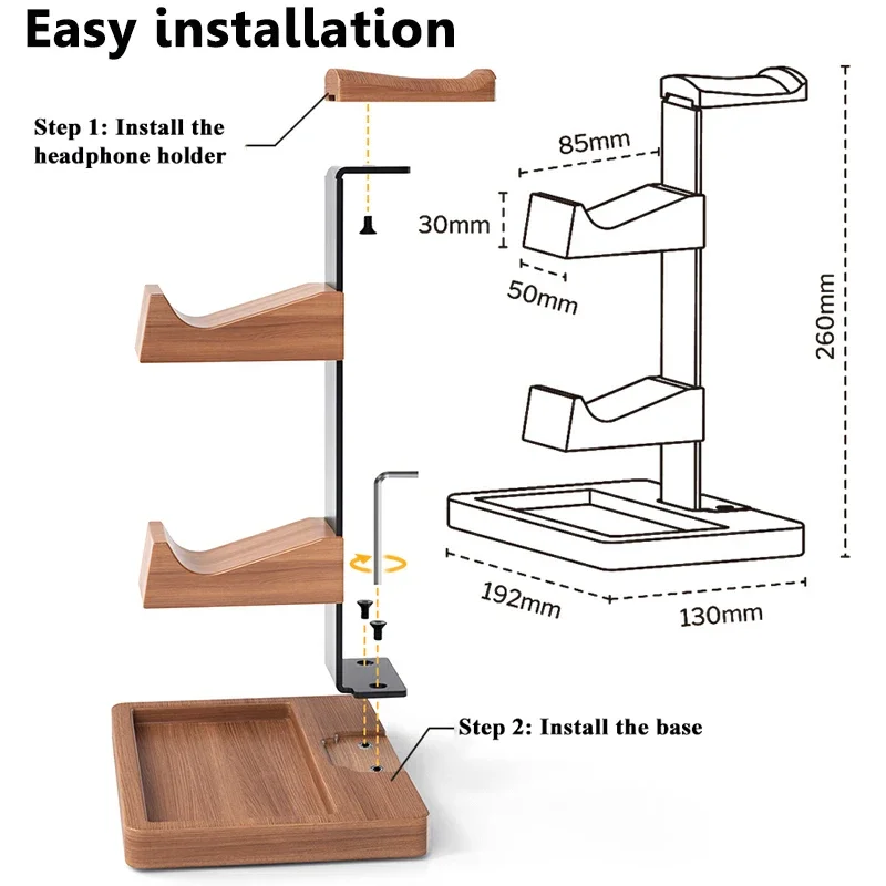 

2-in-1 Universal Headphones Stand Wood Headset Hanger Gaming Handle Storage Holder Bracket Display Shelf for PS5/PS4/XBOX