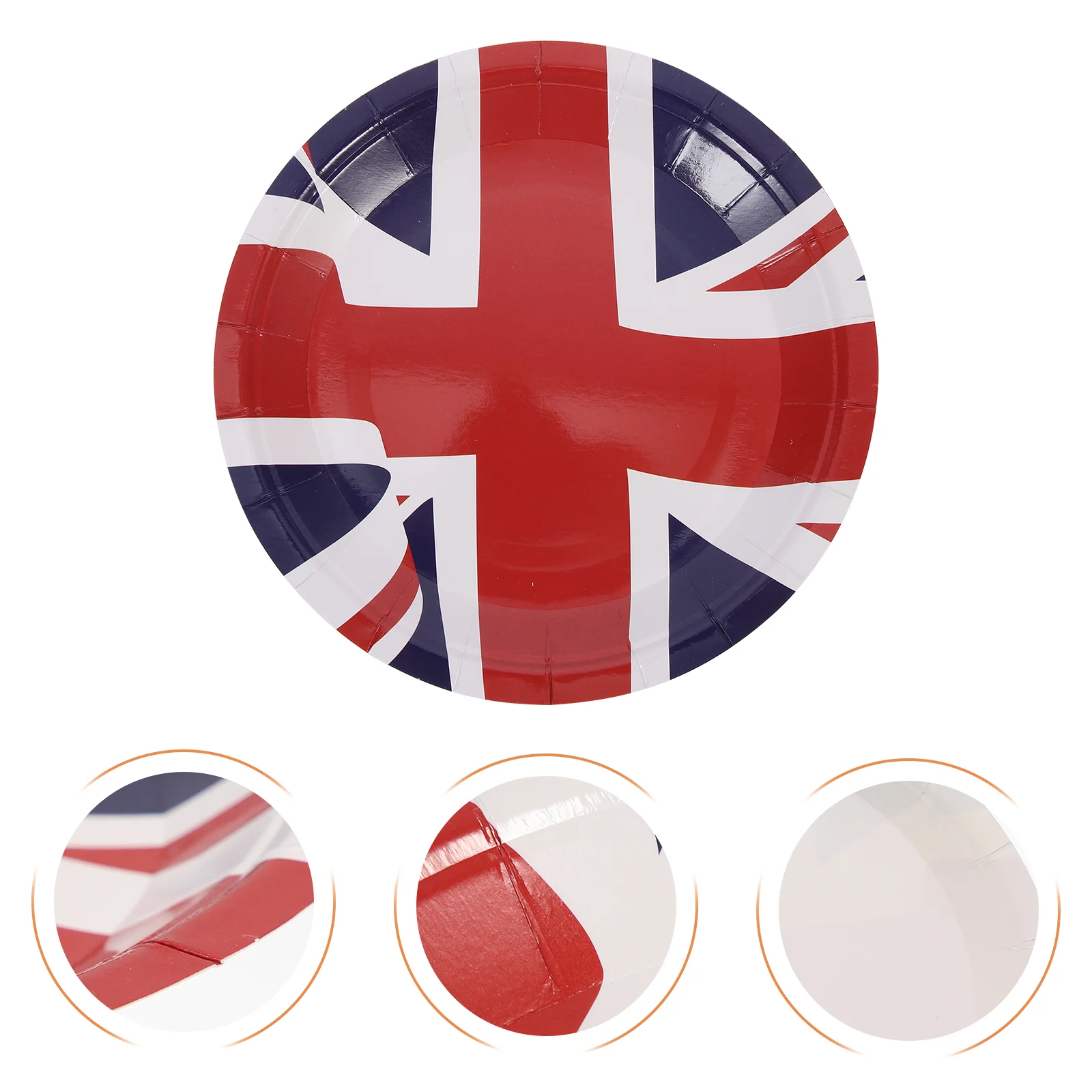 16Pcs UKFlagPaperPlates Disposable Decorative UnionJackPattern PartySupplies CakePlates Lightweight BritishTheme