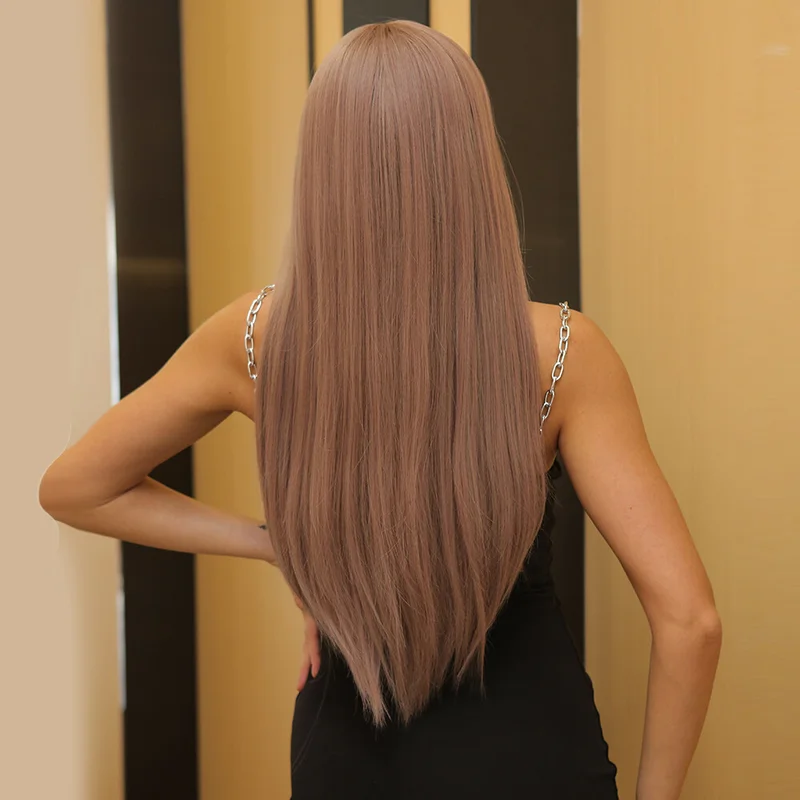 Long Straight Full Wigs Ash Purple Costume Women Synthetic Natural Cosplay Pary