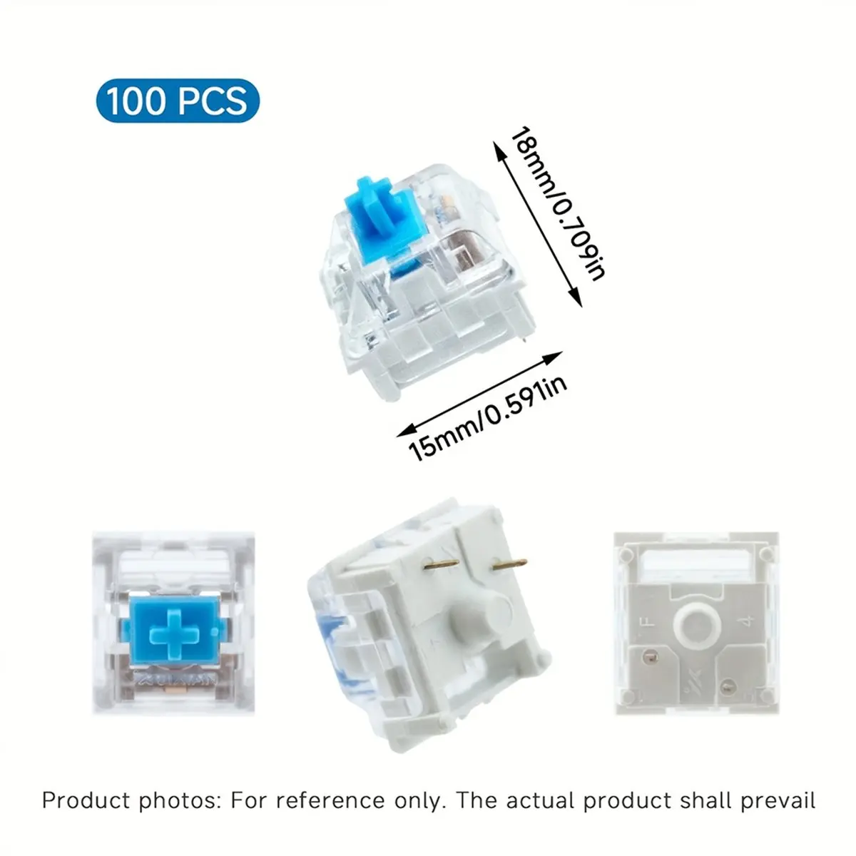 NEW FACTORY~100pcs Practical Blue Switch - Hot-Swappable MX Shaft, Crisp Key Feel, Perfect for Gaming, Typing, and Use