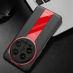 For Xiaomi Mi 14 Ultra Case Luxury Lichi Leather +Soft TPU Ultra Thin Lens Protection Slim Matte Cover for Xiaomi 14 Ultra