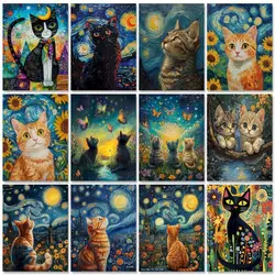 GATYZTORY Diy Paint By Numbers Kits Animals Cat Acrylic Paint On Canvas Abstract Numbers Painting For Home Decors Arts Crafts
