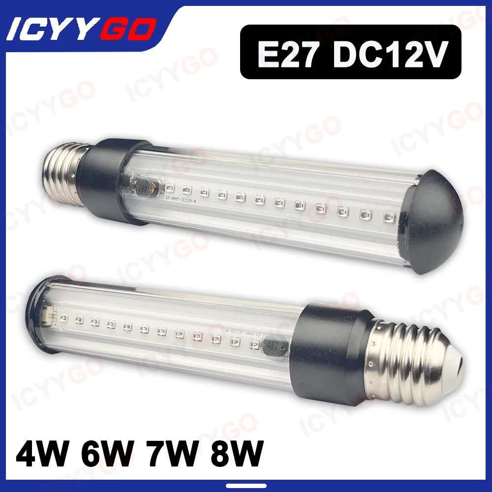 DC12V 4W 6W 7W 8W Солнечная лампа от комаров УФ-фиолетовый свет Светодиодный источник света Открытая лампа-ловушка для насекомых E27 Винтовой УФ-свет