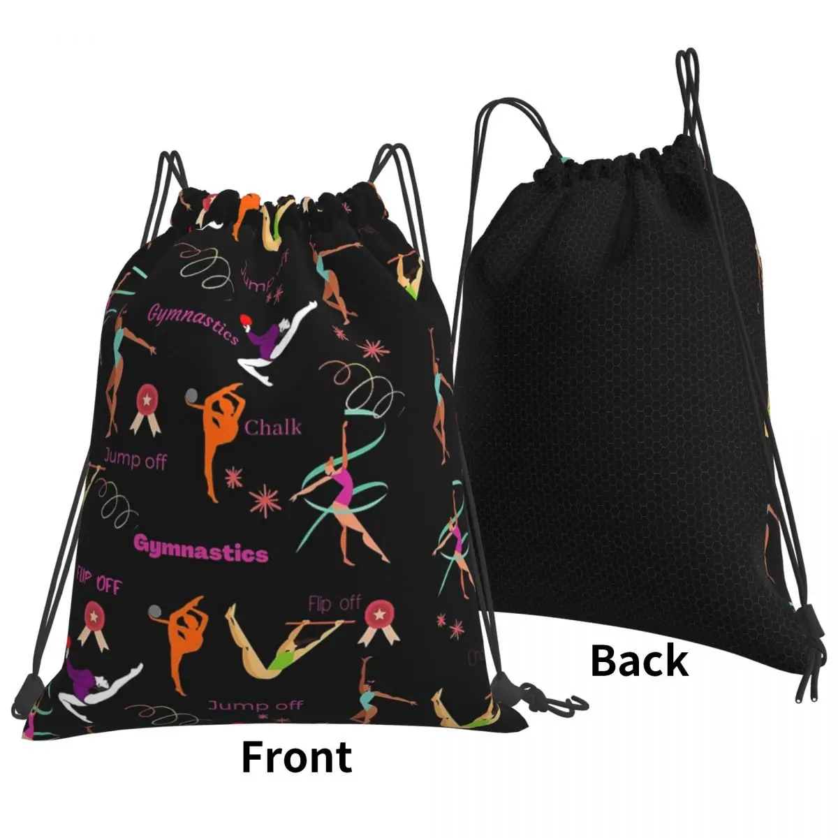 Mochilas estampadas para amantes de la gimnasia, bolsas portátiles con cordón, paquete de cordón, bolsa de almacenamiento de bolsillo, bolsas de libros para la escuela de viaje