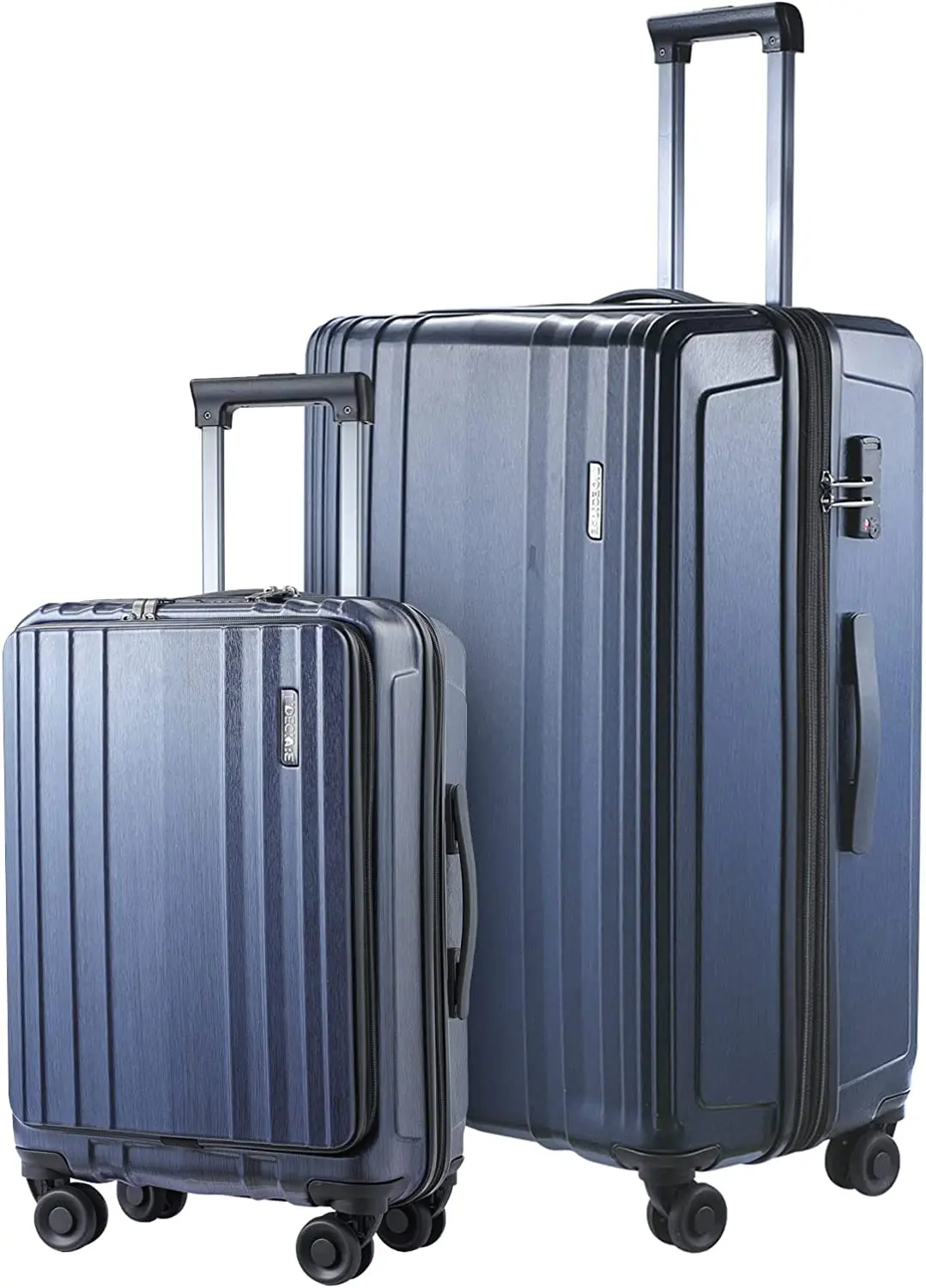 Ensemble de bagages avec poche avant pour ordinateur portable, extensible, ABS et PC, valise rigide légère, roues tournantes, serrure TSA, bleu, 21/28, 2 pièces