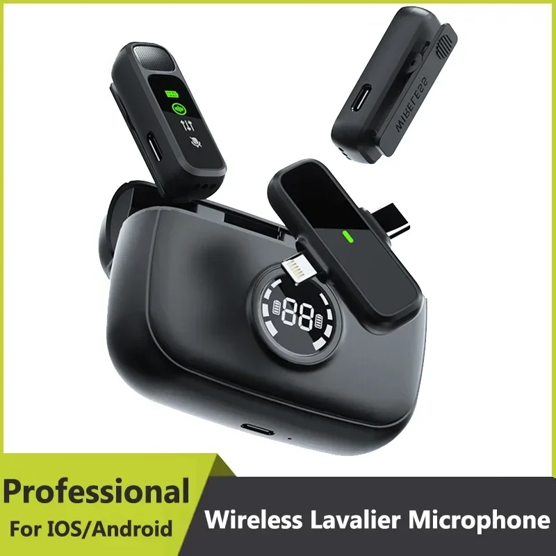 

Portable Wireless Lavalier Microphone System Bluetooth Digital Audio Video Voice Recording Mic for iPhone Android Live Streaming