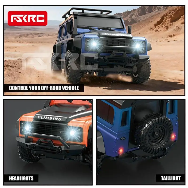 HuangBo R4301 Professional 1:43 RC Crawler 4WD Full Proportional Dual Body Shell Type-C Rechargeable Mini Climbing Car