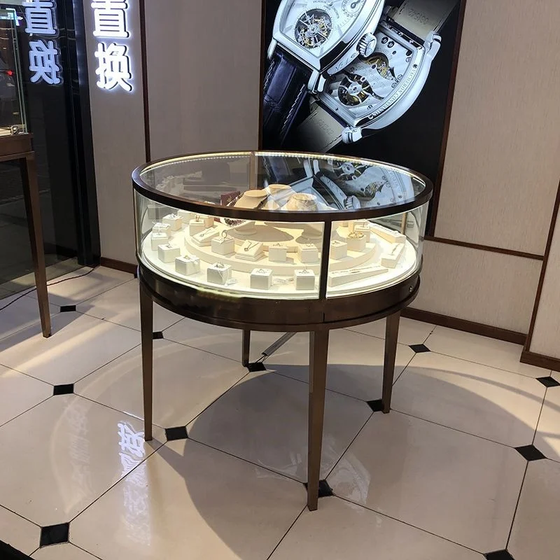 Custom. Luxury Jewelry Store Center Showcase Round Jewelry Display Locking Jewelry Counter Table Design