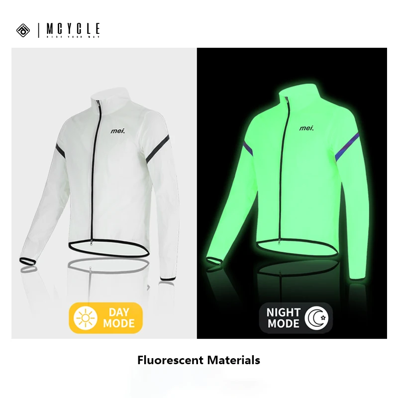 Mcycle Night Fluorescence Windproof Cycling Trench Coat Soft Shell Full Sleeve Bicycle Clothing Sport Cycling Windbreaker Jacket