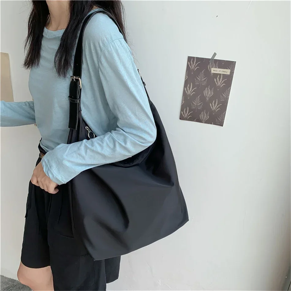 Ladies Nylon Shoulder Bag INS Women Large Capacity Shopper Tote Handbag Casual Korean Female Shopping Messenger Neutral  Sac