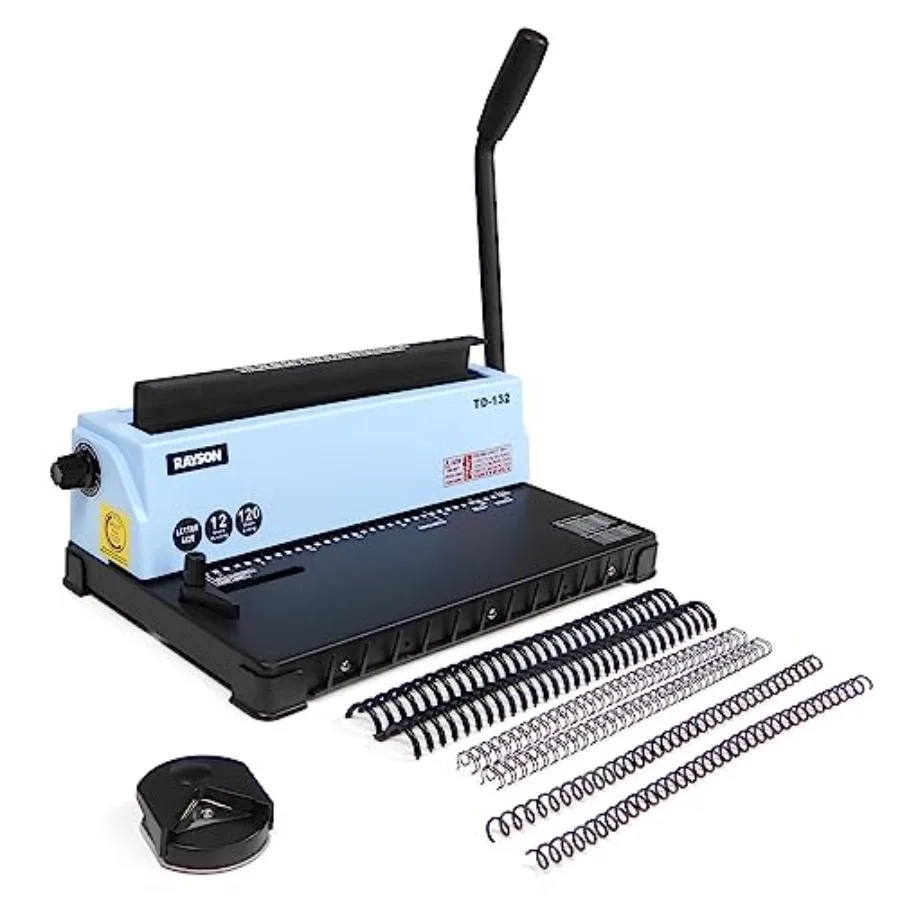 

TD-132 32-Hole Spiral Coil Binder 3:1 Pitch Wire Binding Machine Punches 12 Sheets Binds up to 120 Sheets Sturdy Metal Construc