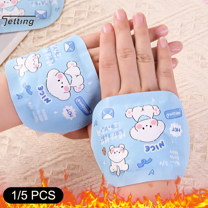 1/5Pairs Cartoon Dog Self Heating Winter Warm Paste Wearable Disposable Hand Foot Wrist Warmers Heat Pack Steam Hand Heating Pad