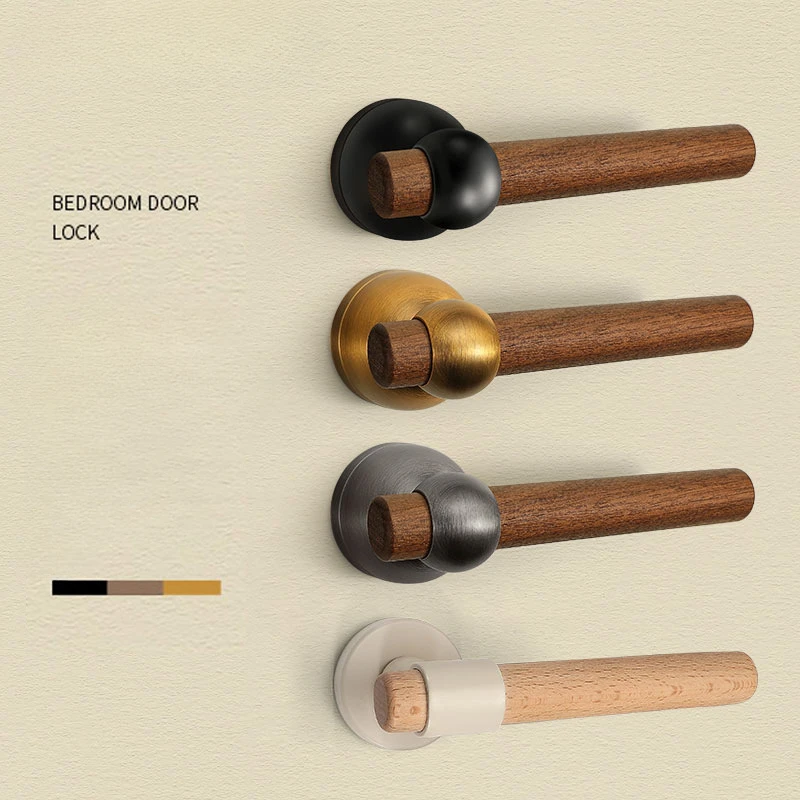 

Элитный дверной замок из черного ореха, бесшумный комплект для спальни, мебельная фурнитура, ручка для межкомнатной двери, защита от взлома, замок для домашней безопасности