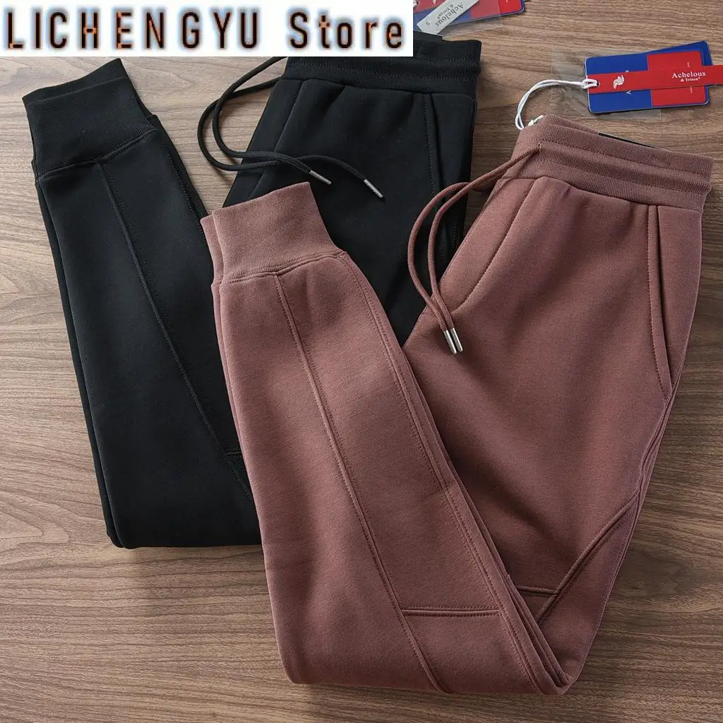 

Winter New American Retro Thickened Velvet Solid Color Sweatpants Men's Simple Drawstring Sports Casual Ankle-tied Pants