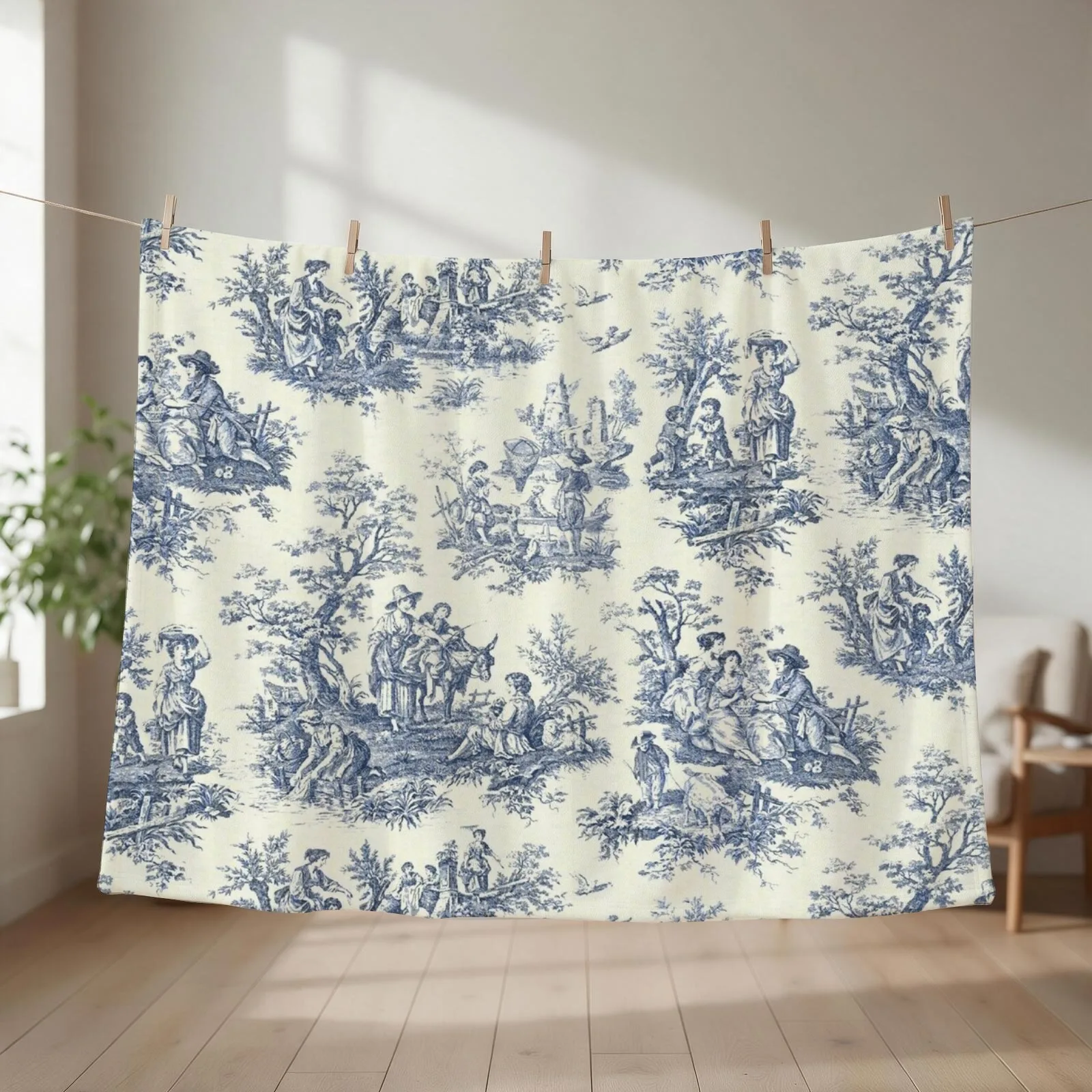 Powder Blue French Toile Picnic Designs Throw Blanket Beach Sofa Quilt Blankets Sofas Of Decoration for winter Blankets