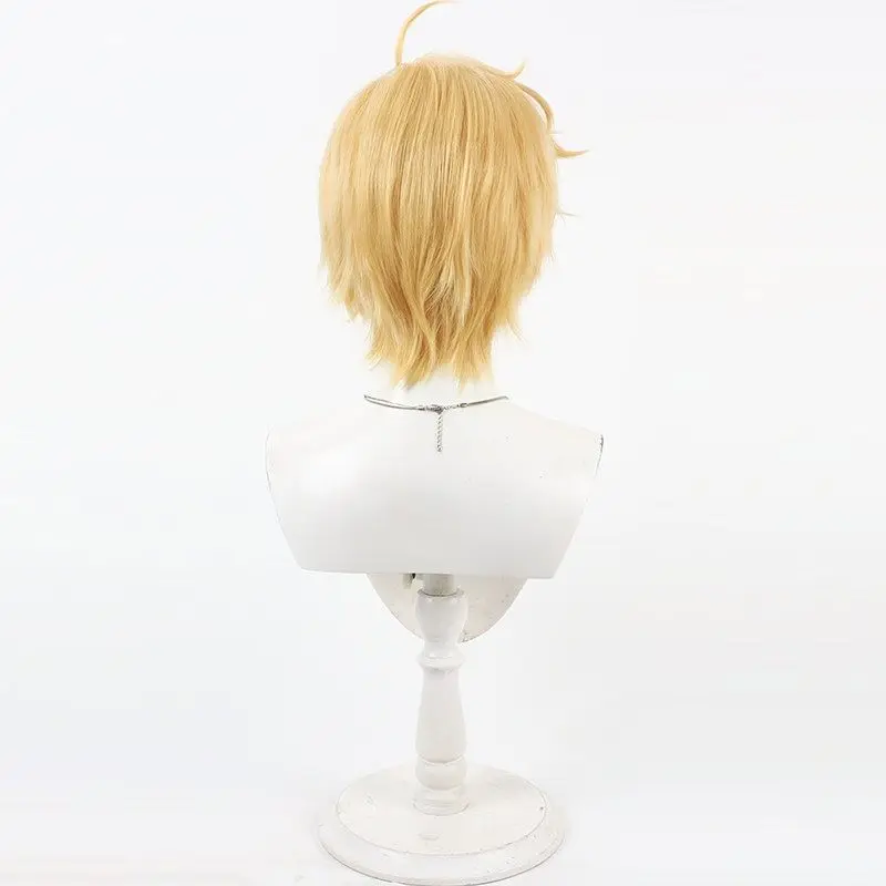 วิกผมคอสเพลย์ FGO เฟท ซาเบอร์ อัศวินแห่งท้องฟ้า ซิลเวอร์ อาร์เธอร์ เพนดรากอน สีบลอนด์ สำหรับผู้ชาย งานปาร์ตี้ฮาโลวีน ทนความร้อน ผมสั้นสีทอง