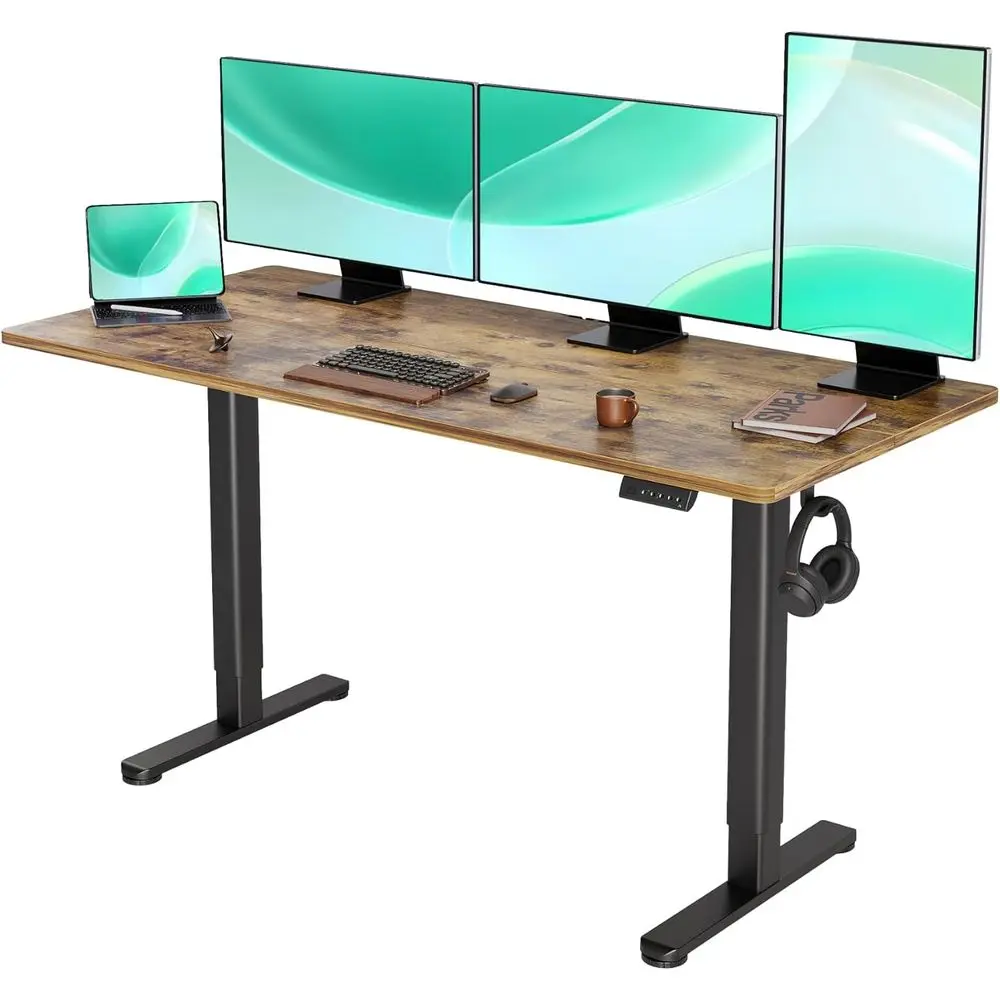

Adjustable Height Electric Standing Desk, 63x24 Rustic Brown, Splice Board for Home Office