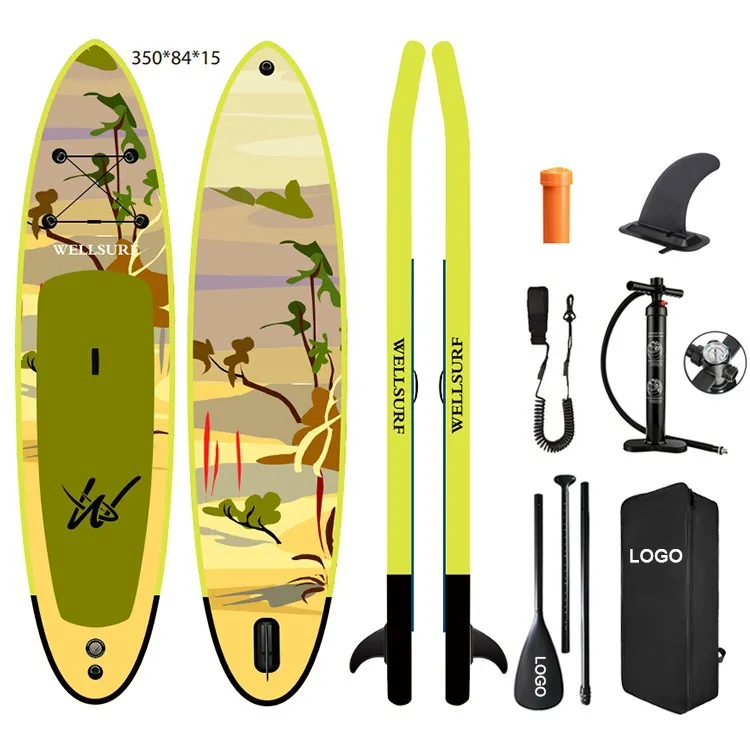 Factory new models can be customized 350cm inflatable SUP paddling board, water floating platform standing inflatable surfboard