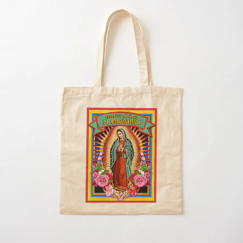 

Virgin Mary of Guadalupe Holy Card Tote Bag Canvas shopper bags for women Beach bag Canvas Tote Bag