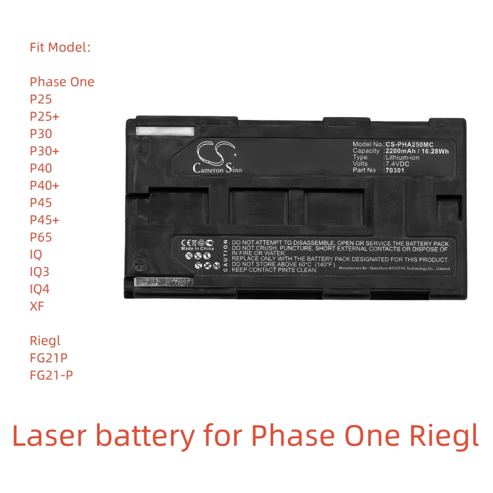 

Li-ion Laser battery for Phase One,Riegl.7.4V,2200mAh,P25+ P30+ P40+ P45+ P65 IQ3 IQ4 XF FG21P FG21-P