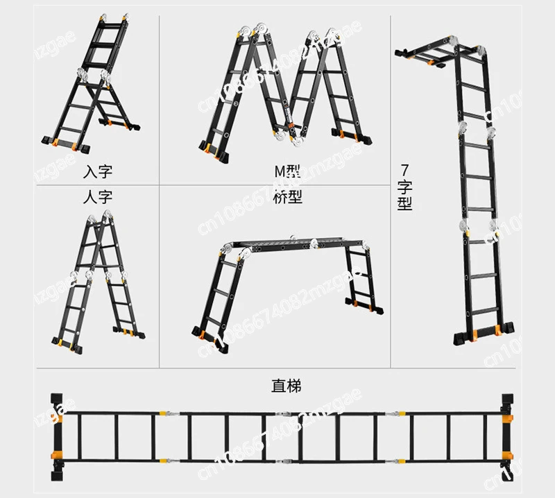 

Утолщенная зигзагообразная лестница из алюминиевого сплава, бытовая многофункциональная складная лестница, уличная телескопическая портативная прямая лестница
