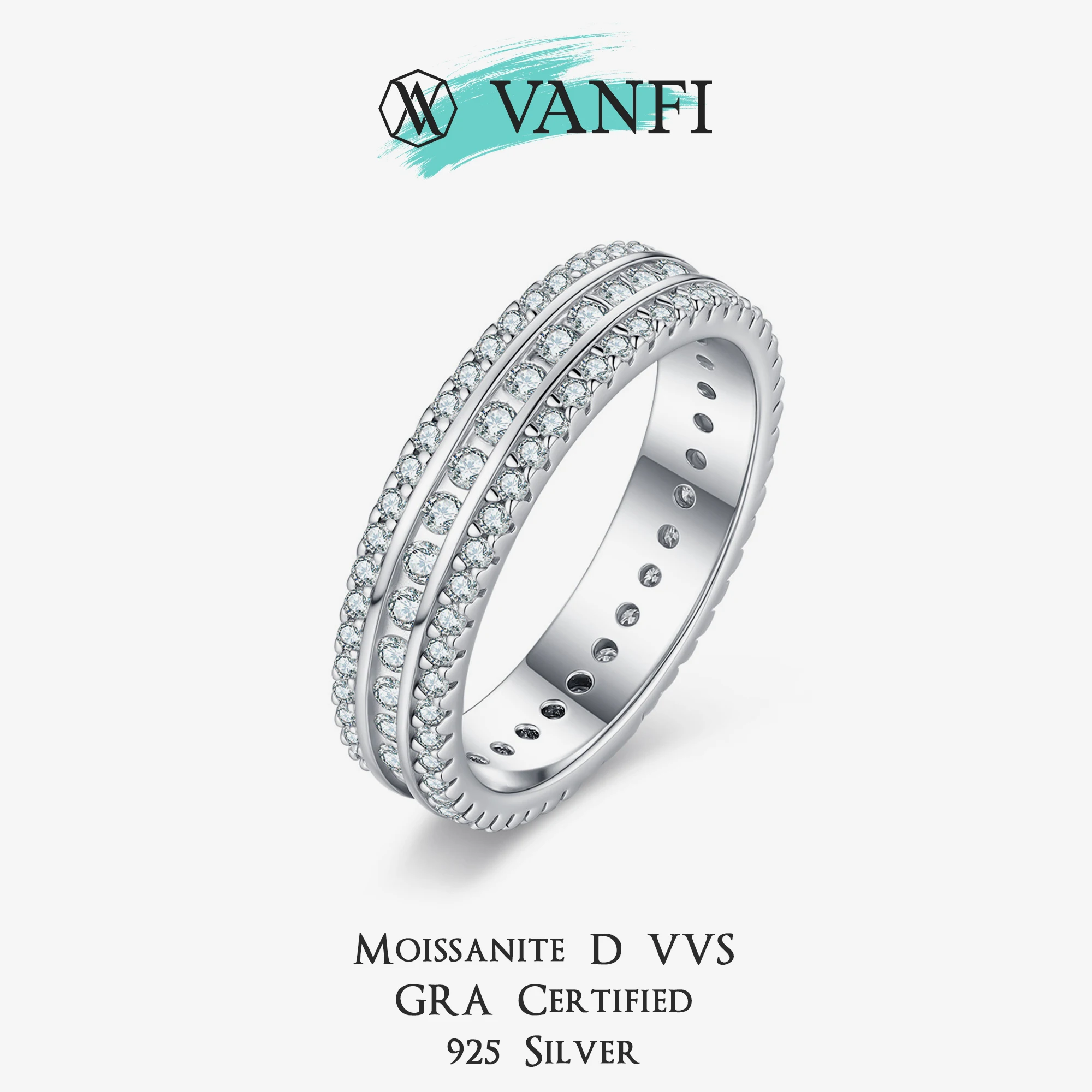 

Сертифицированное Kfvanfi муассанит из стерлингового серебра 925 пробы, женское кольцо высокого качества с покрытием из белого золота, роскошные свадебные обручальные кольца