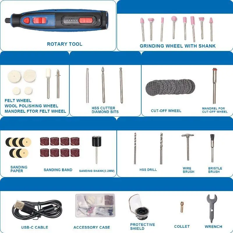 Imagem -03 - Herzo 4v sem Fio Mini Broca Ferramenta Rotativa com 42 Peças Acessórios de Moagem Conjunto Caneta Gravura Multifunctionhrt41v