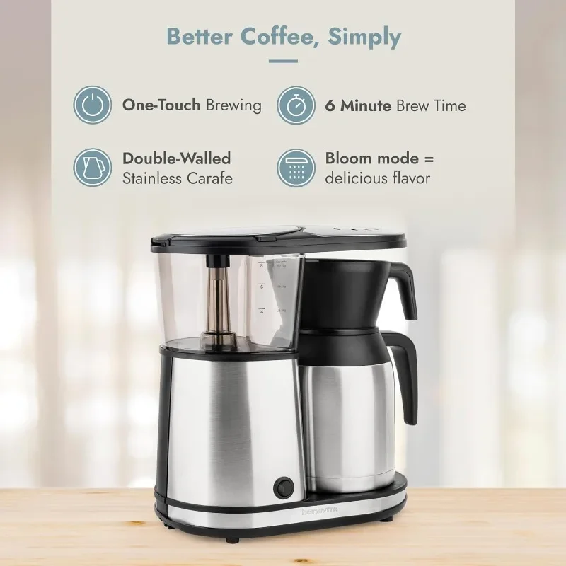 ---Bonavita 8 Cup Coffee Maker, One-Touch Pour Over Brewing with Thermal Carafe, SCA Certified, Stainless Steel (BV1900TS)