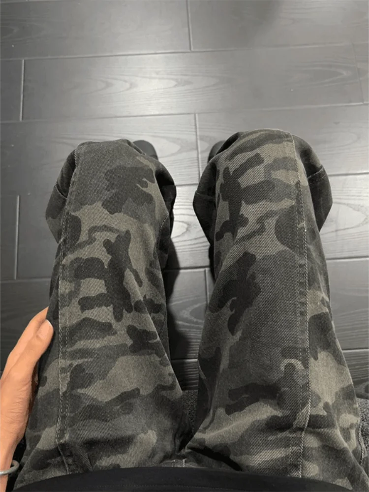 

Американские камуфляжные джинсы в стиле ретро, мужские облегающие брюки для спецодежды, осенние модные рабочие брюки для лесозаготовок, прямые брюки