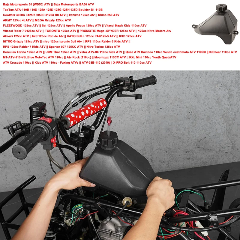 Бензиновый бак для газового топлива для 50cc 70cc 90cc 110cc 125cc детский квадроцикл Roketa Sunl Taotao Kazuma, китайский 4-колесный велосипед