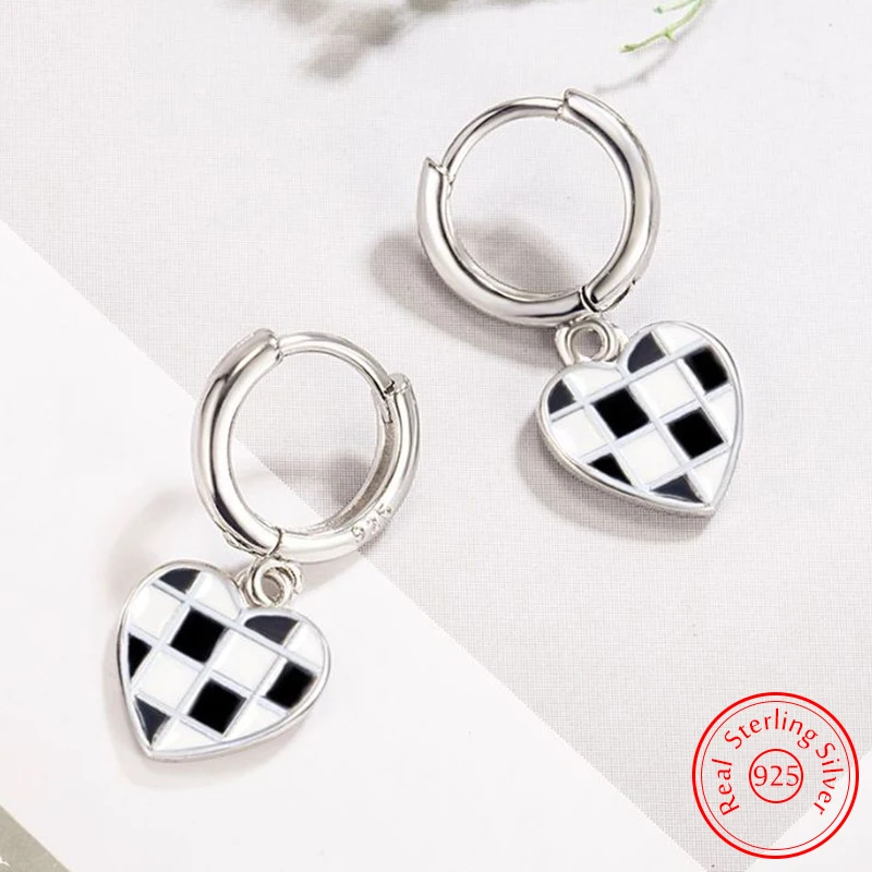 

Genuine 925 Sterling Silver Women's Quality Jewelry New Piano Heart Drop Earrings Fashion FQL25036