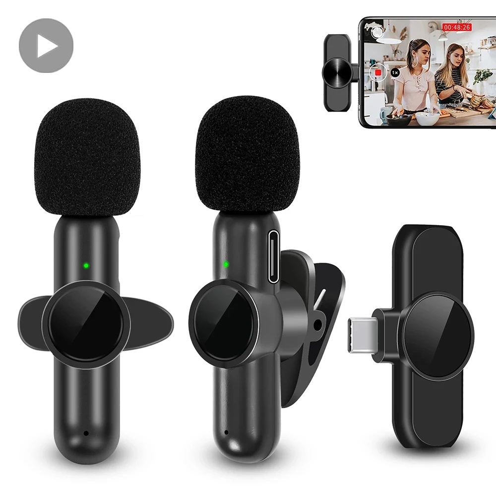 Lavalier Wireless Microphone Lapel Buttonhole Professional Dual Mic Tie Mini For iPhone Android Mobile Phone Cell PC Micro Kit