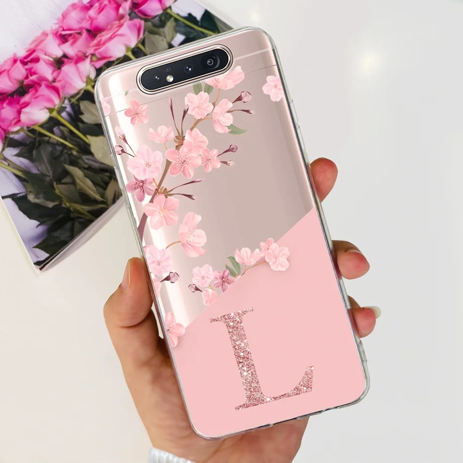 For Samsung A80 Case 2019 Cute Letters Soft Clear TPU Silicone Slim Back Cover For Samsung Galaxy A80 A 80 Funda SM-A805F Bumper