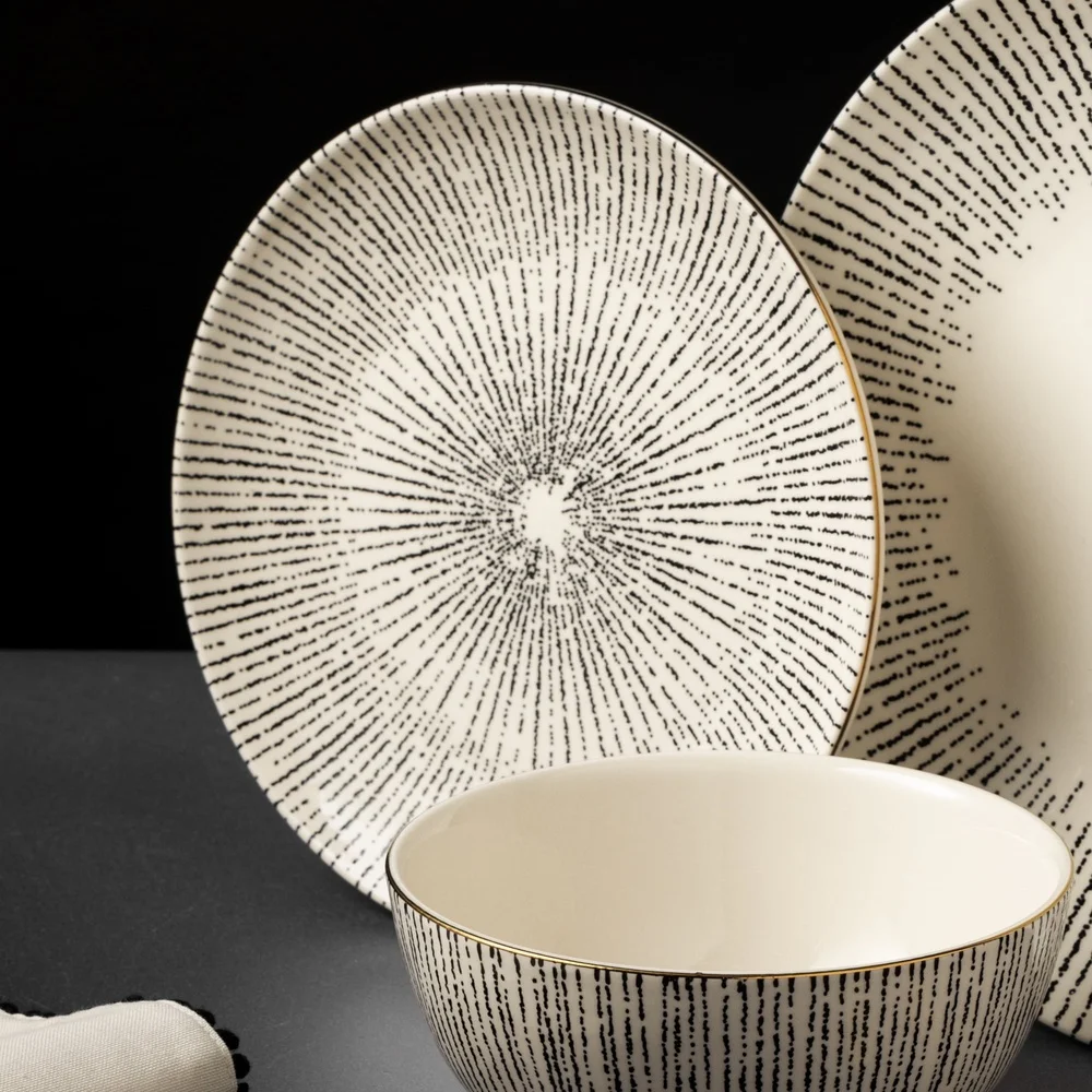 طبق سلطة من الخزف الحجري طبق تقديم دائري متين أنيق نمط فريد من نوعه سلطات مثالية المقبلات الحلويات آمنة للاستخدام في غسالة الأطباق 8 بوصة