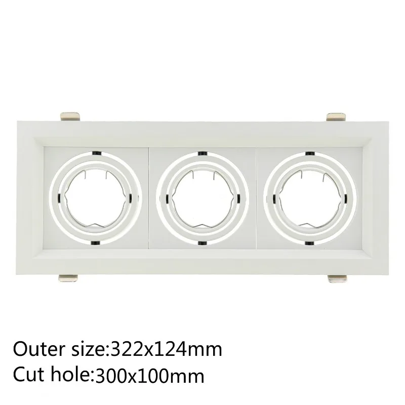Ceiling Spot Lamps Holder Frame Bracket Fitting Square Double Ring Led Ceiling Downlights Recessed Adjustable Bulb Socket Base