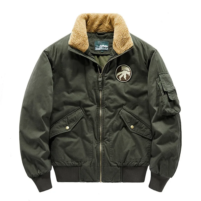 Winter Men's Aviator Bomber Jackets Casual Loose Male Outerwear Padded Coats Thicken Flannel Jacket Thicker Warm Workwear Parkas