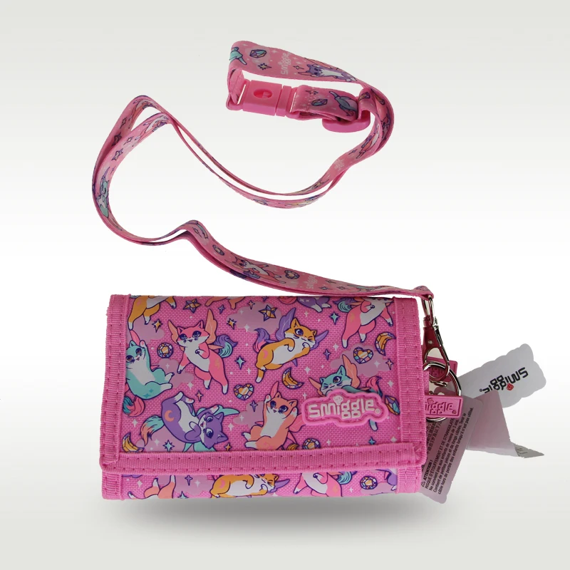 Australië smiggle kinderportemonnee meisjes Pink Fox clutch portemonnee lederen map drie lagen kaarttas portemonnee 5 inch