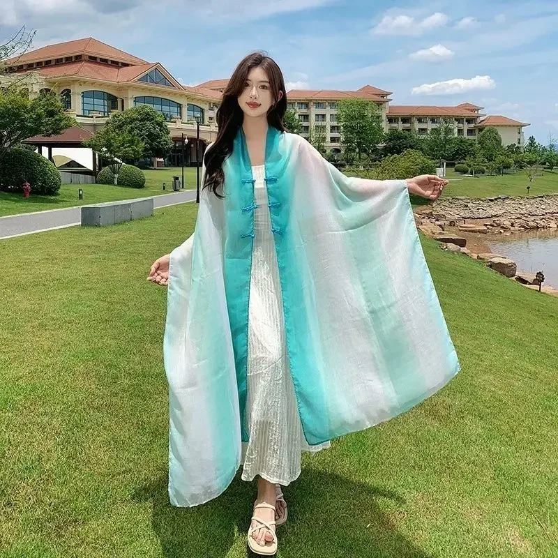 New Soft Women Gradient Silk Scarf  Spring Summer  Long Bandana Shawls and Wraps Female Hijab Luxury Echarpe Pashmina