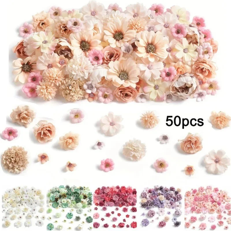 20/40/50 Stück Künstliche Blumenköpfe aus Seide für Heimdekoration, Hochzeitsfeier, DIY-Bastelarbeiten, Geschenk, Girlanden-Zubehör – Detail 1