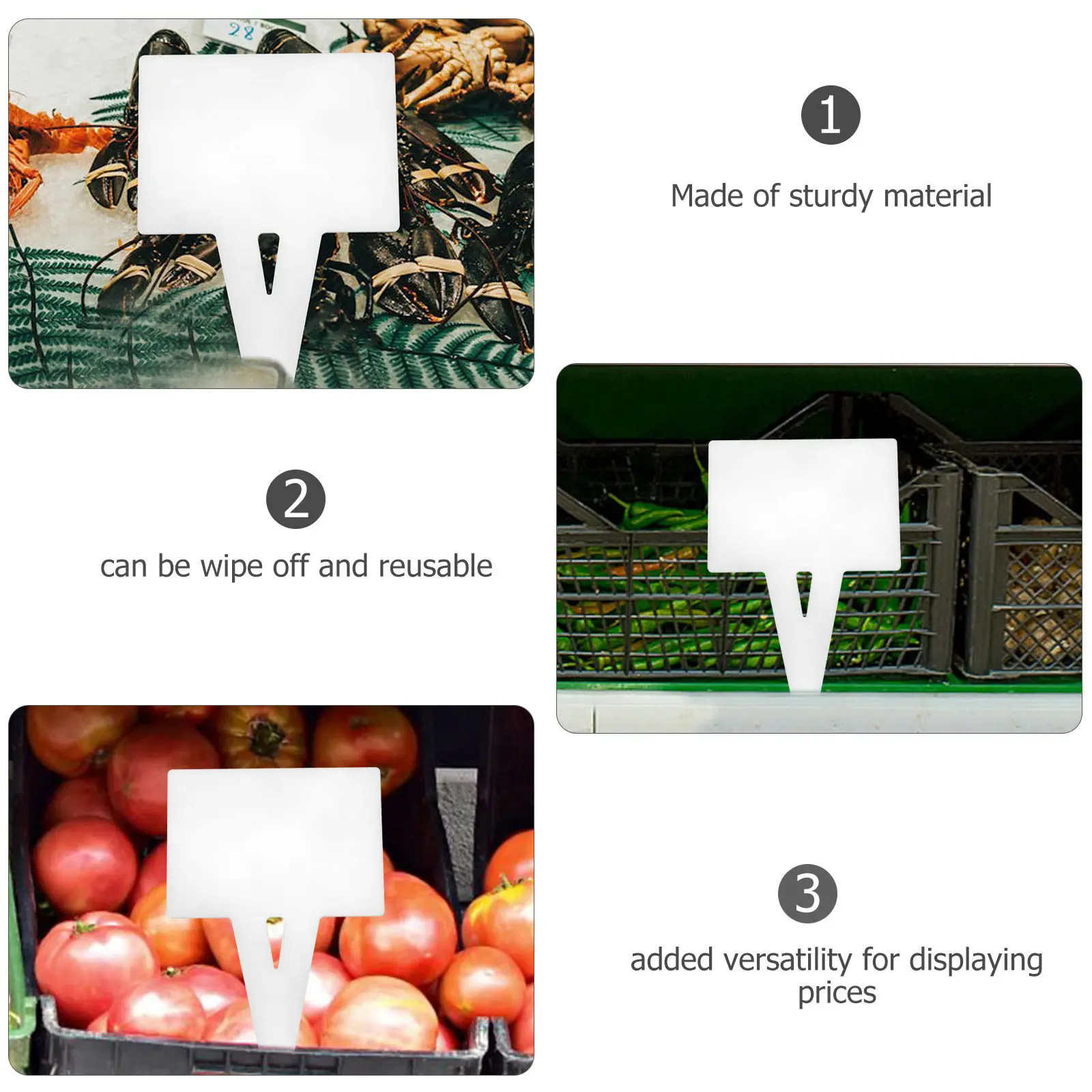 

2Pcs Wear Resistant Waterproof Sign Board for Price Labeling Multi Function Display Stake in Bedroom Pantry Kitchen Mall Store