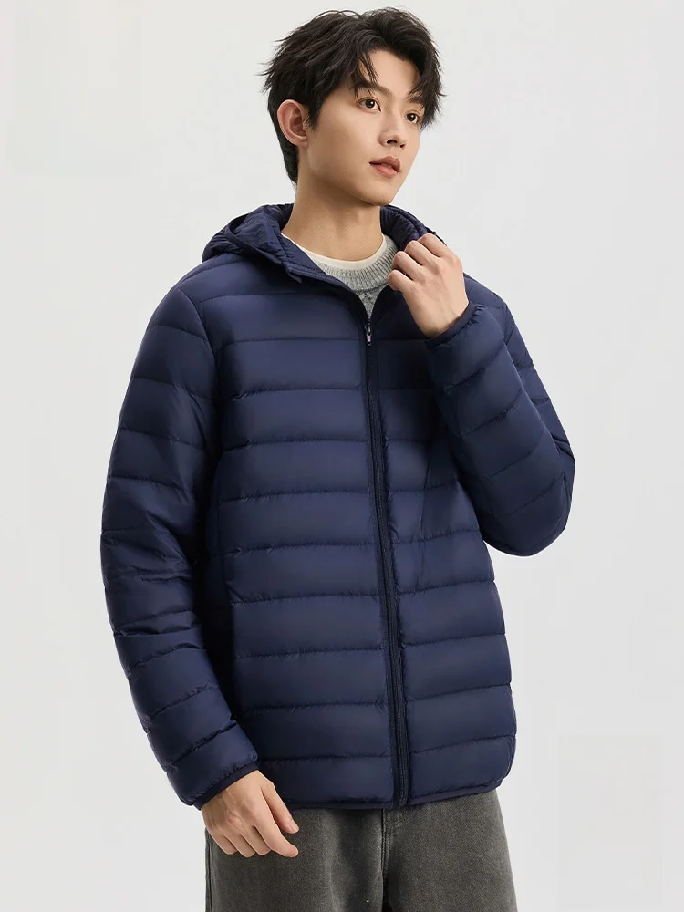 

Зимняя мужская легкая пуховая куртка 2025 с капюшоном, 90% пуха, теплая верхняя одежда, Cleanfit, стандартный крой, универсальный размер