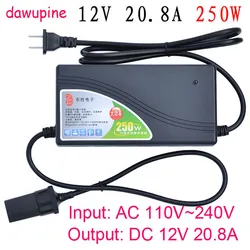 dawupine 250W Power converter ac 220v(110~240v) input dc 12V 20.8A output adapter car power supply cigarette lighter plug