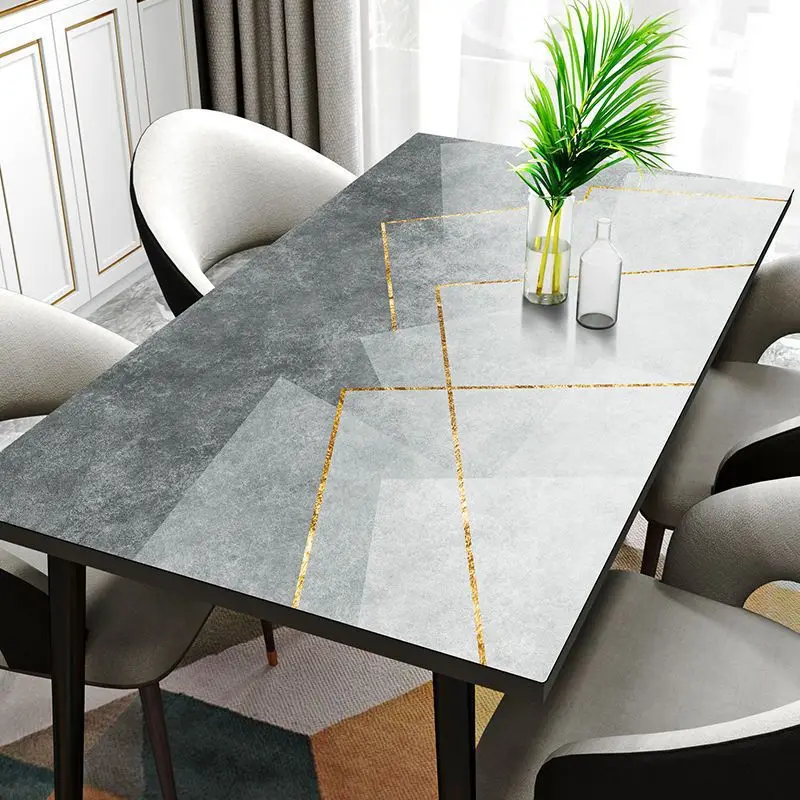 1PCS Geometry Luxury Leather Tablecloth Anti Scald Household Dining Table Mat Waterproof Oil Proof Coffee Table Mat Desk Cover